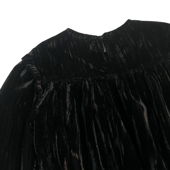 Zara Girl’s Crushed Velvet Black Tiered Dress Size 8 - Picture 7 of 7